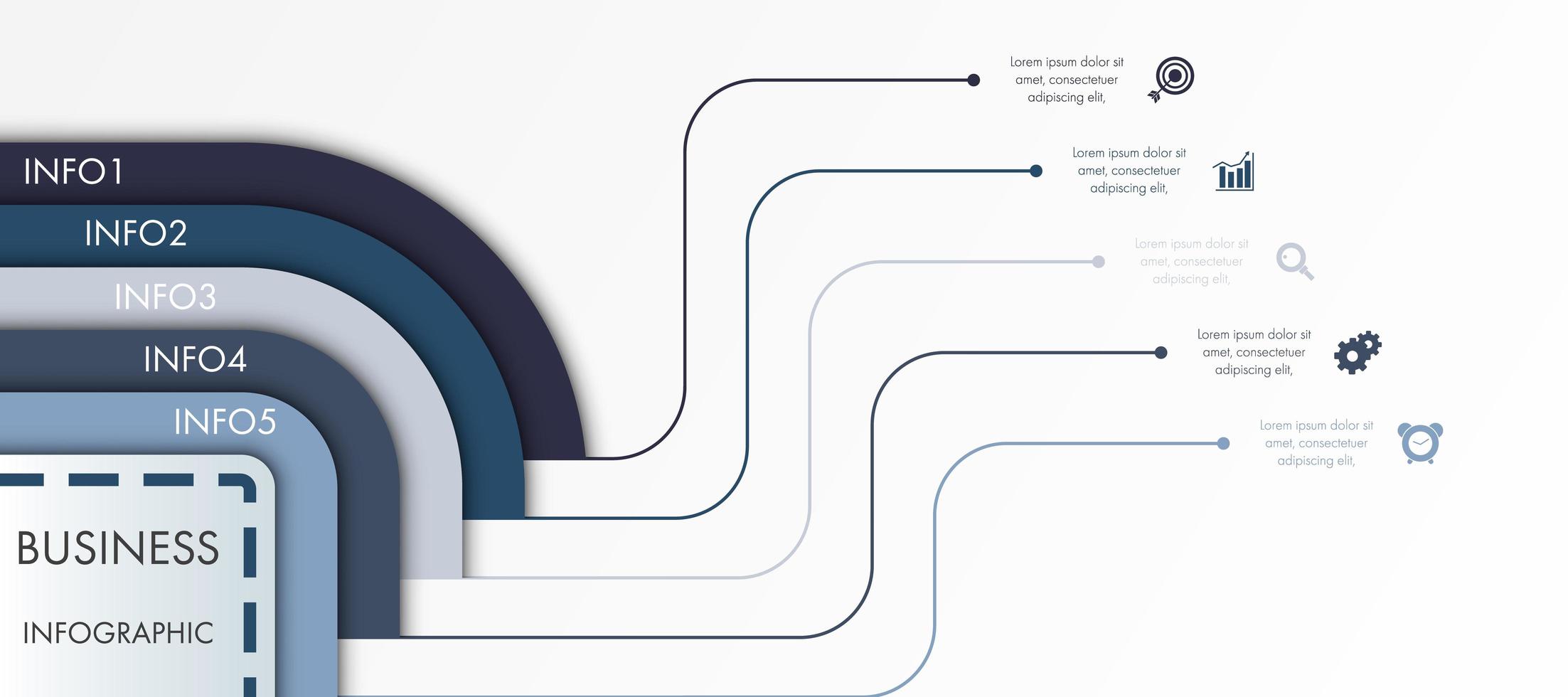 Plantilla de infografía empresarial azul y gris moderna. vector
