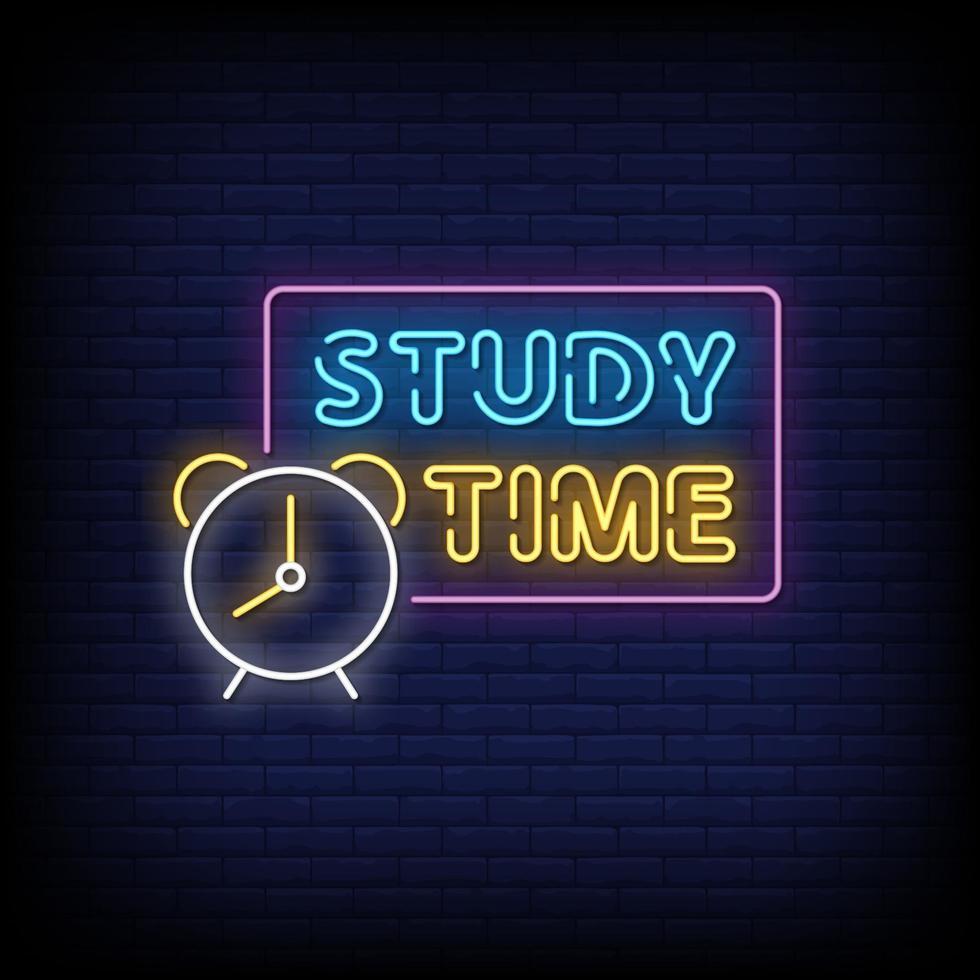 Study Time Neon Signs Style Text Vector