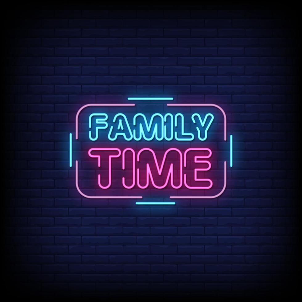 Family Time Neon Signs Style Text Vector