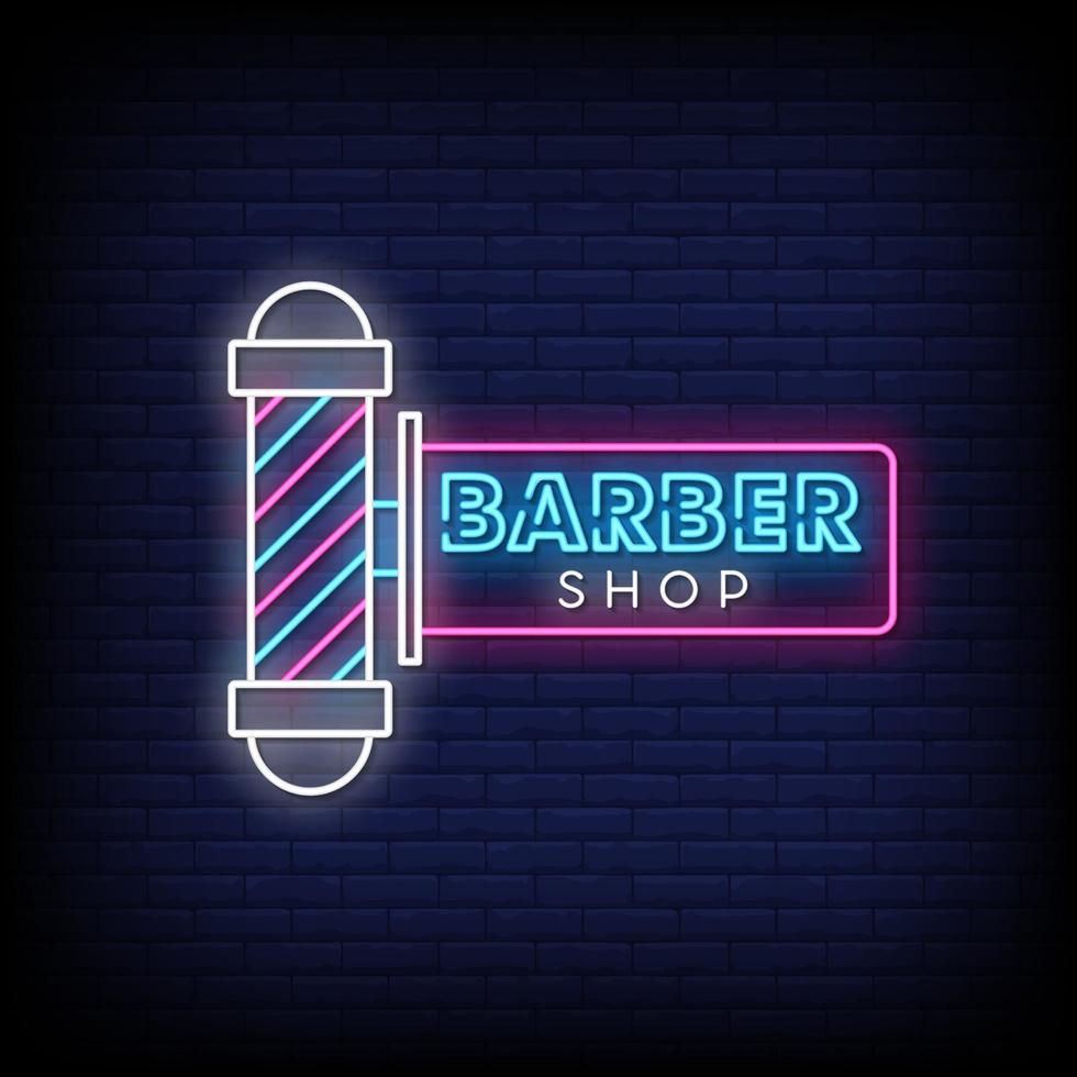 Barber Shop Neon Signs Style Text Vector