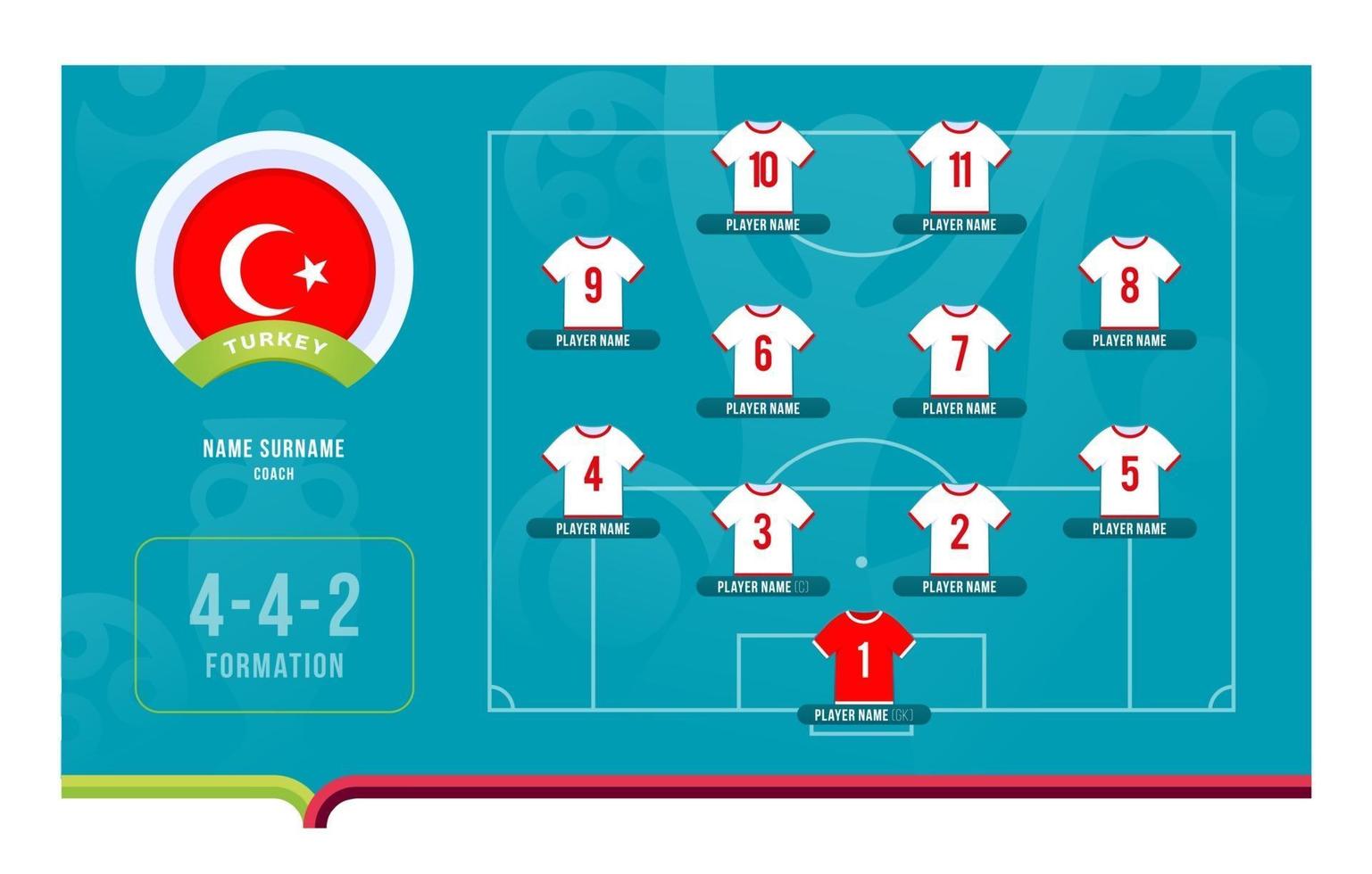 Turkey line-up Football tournament final stage vector illustration