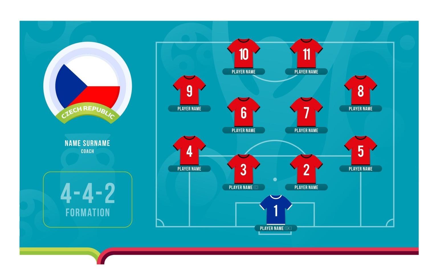 Czech republic line-up Football tournament final stage vector illustration