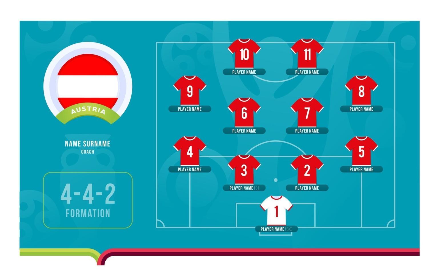 Austria line-up Football tournament final stage vector illustration