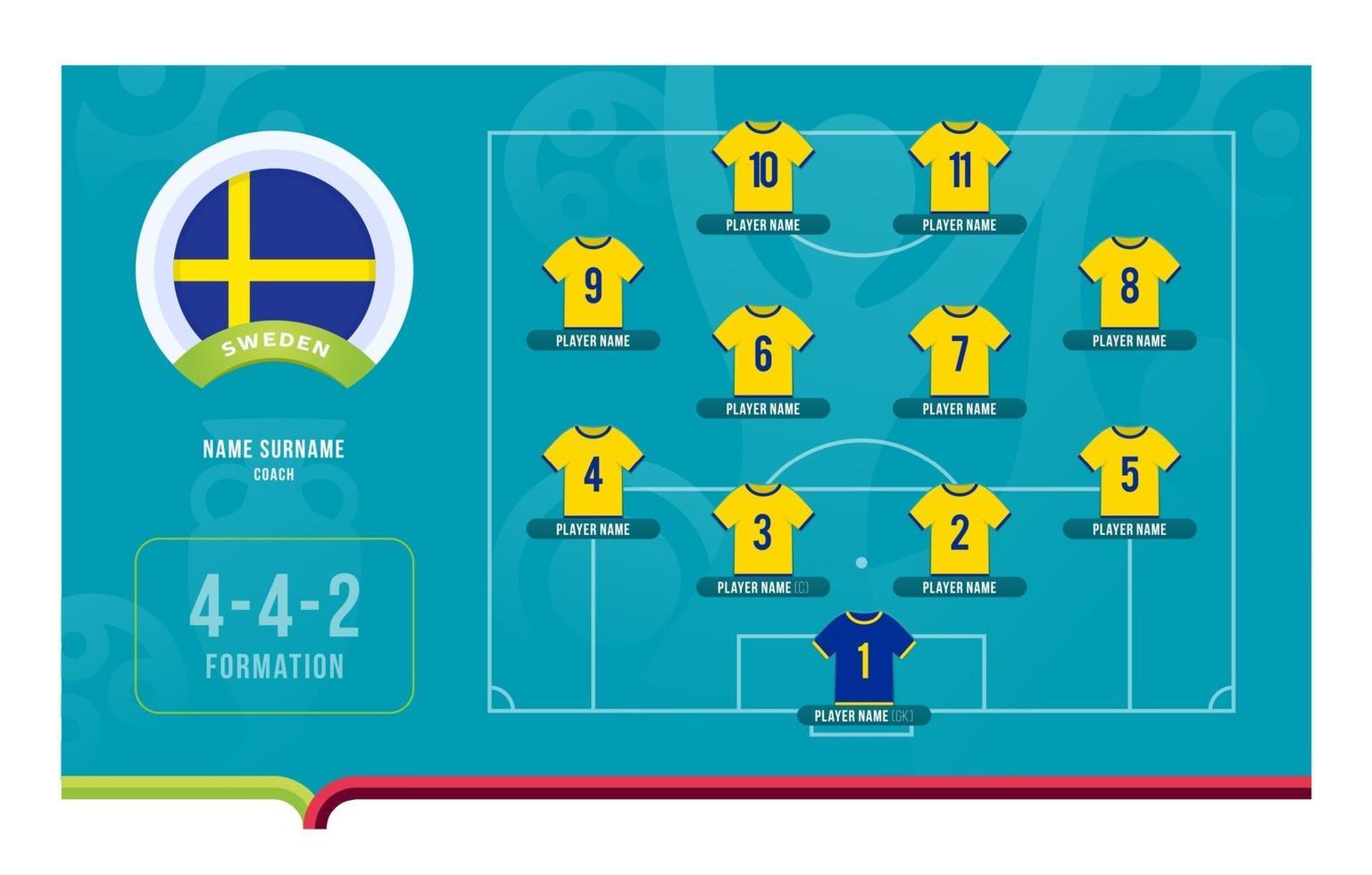 Sweden line-up Football tournament final stage vector illustration