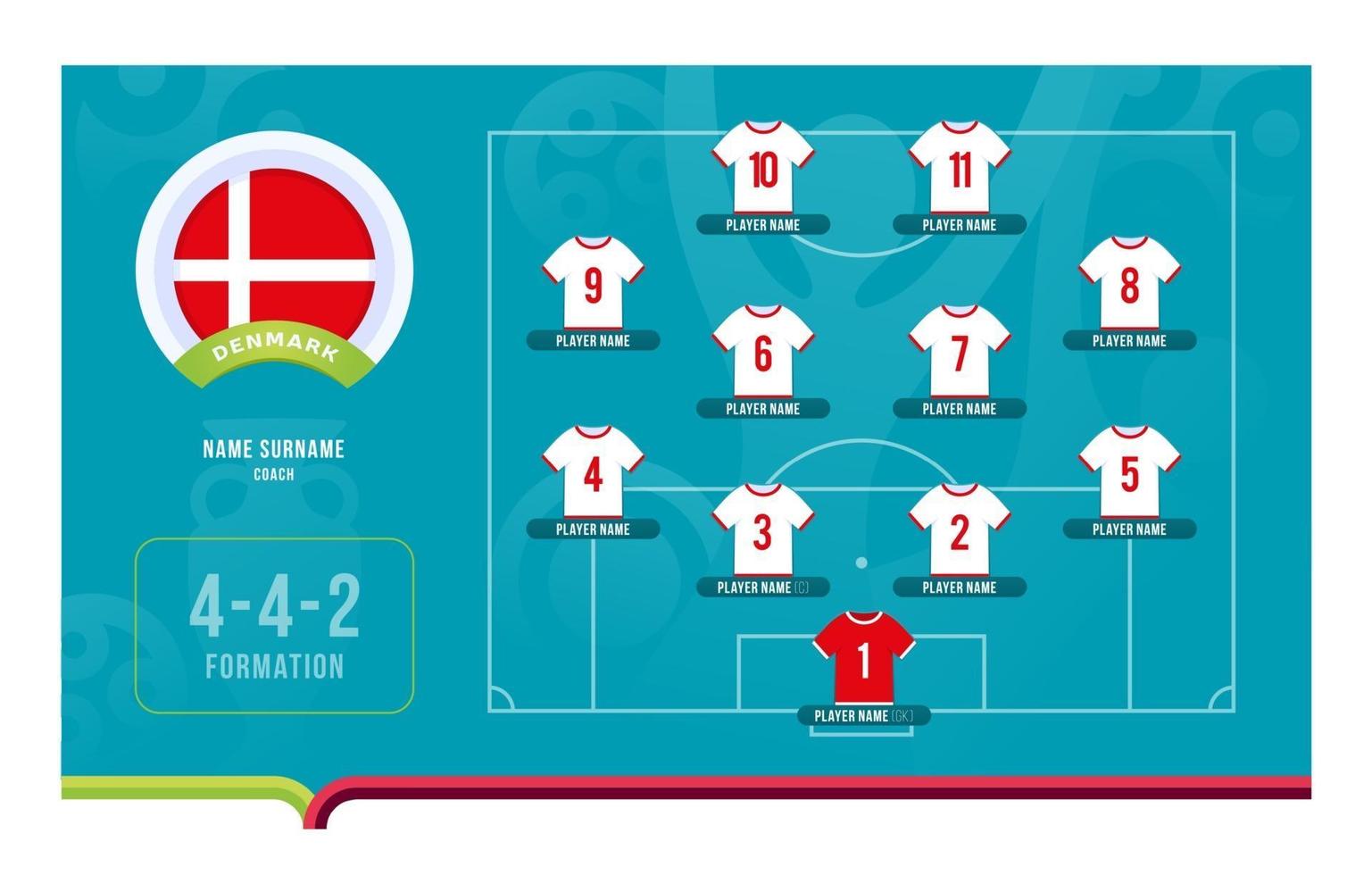 Denmark line-up Football tournament final stage vector illustration