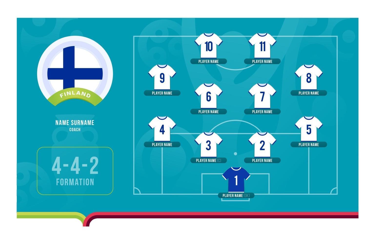 Finland line-up Football tournament final stage vector illustration