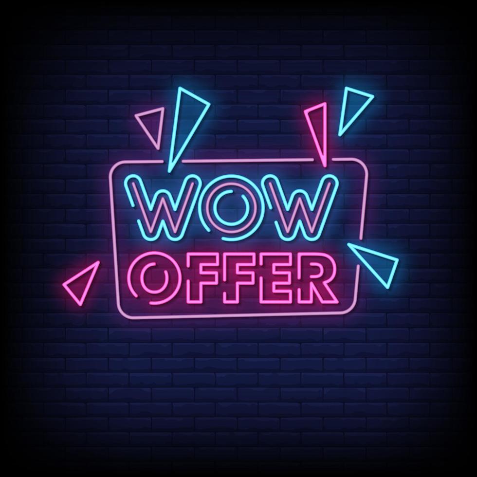 Wow Offer Neon Signs Style Text Vector 2267385 Vector Art at Vecteezy