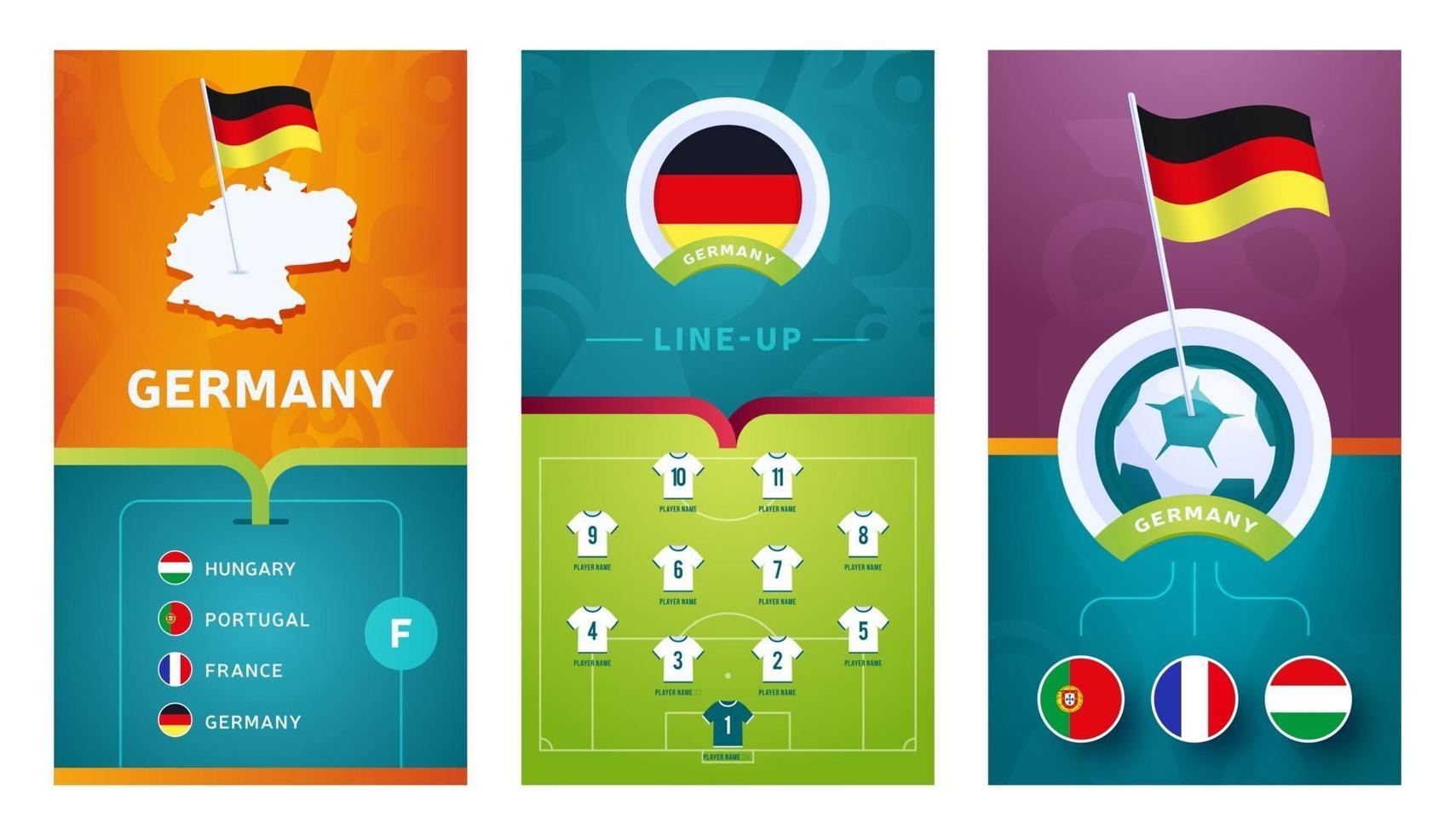 European football vertical banner set for social media vector