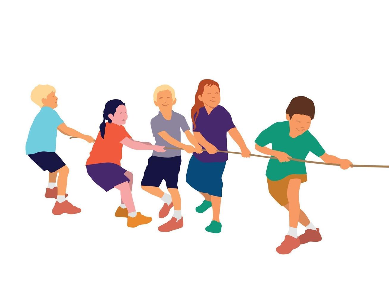 Tug of war children playing on illustration graphic vector