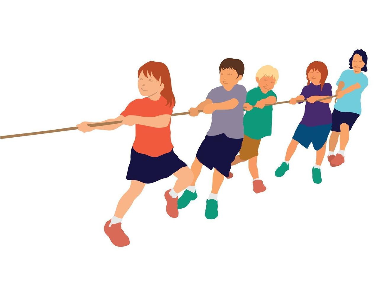 Tug of war children playing on illustration graphic vector