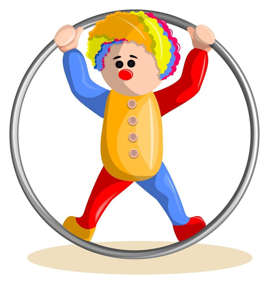 imagen vectorial de un payaso con un hula hoop. eps 10. concepto. imagen sobre fondo blanco vector