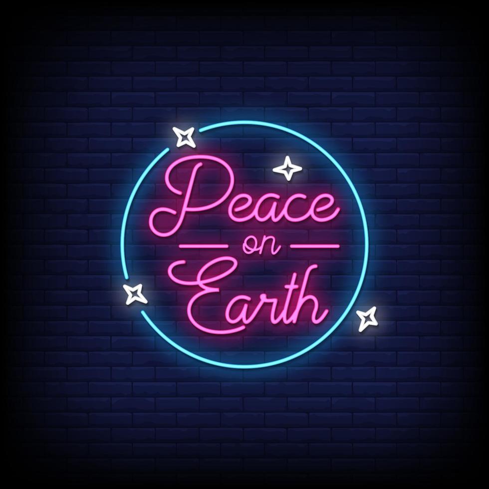 Peace On Earth Neon Signs Style Text Vector