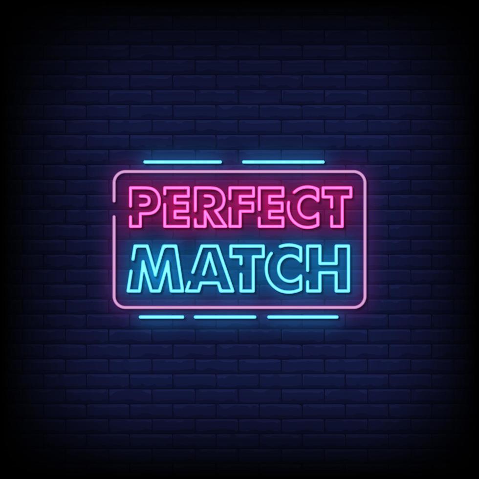 Perfect Match Neon Signs Style Text Vector