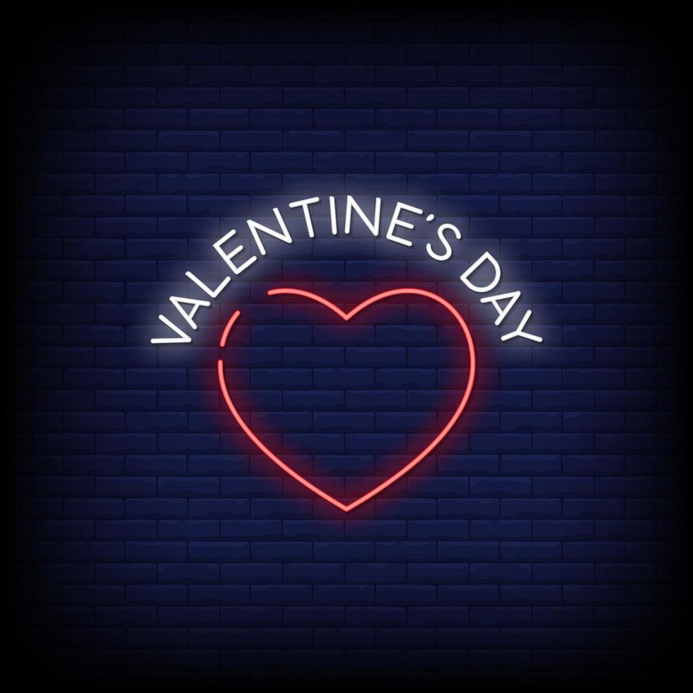 Valentine Day Neon Signs Style Text Vector