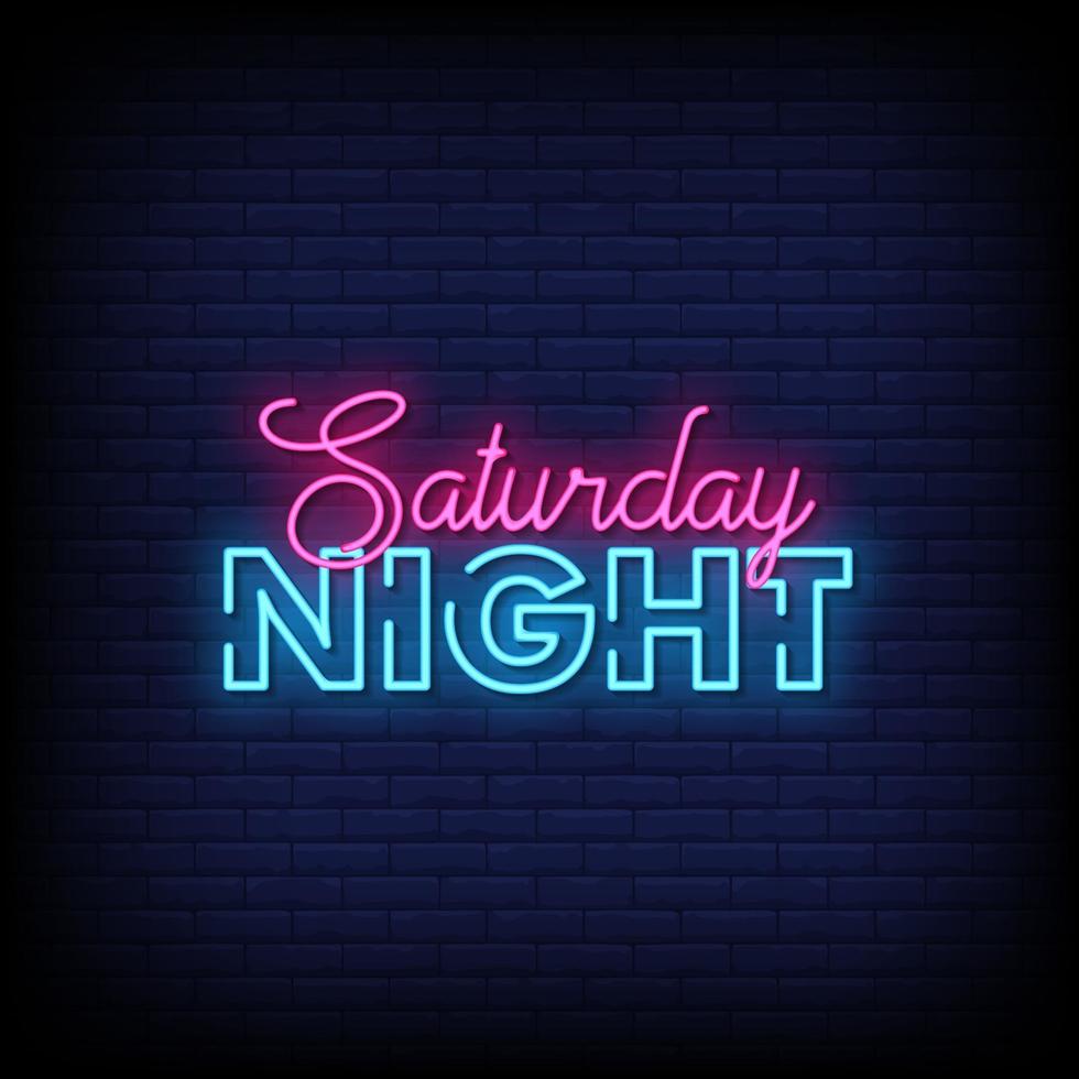 Saturday Night Neon Signs Style Text Vector