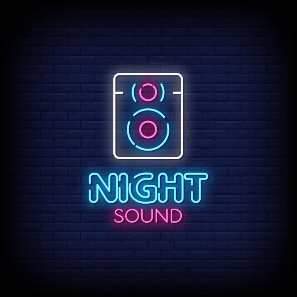 Night Sound Neon Signs Style Text Vector