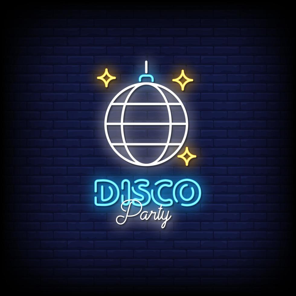 Disco Party Neon Signs Style Text Vector