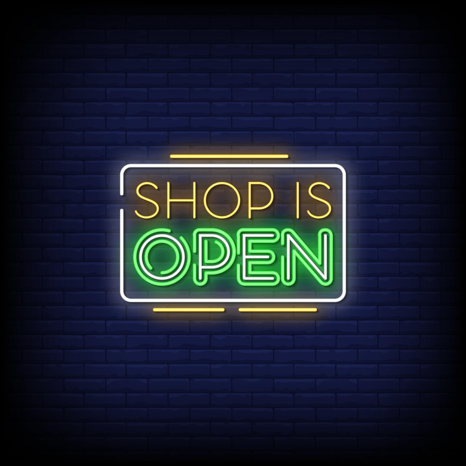 Shop is Open Neon Signs Style Text Vector 2267669 Vector Art at Vecteezy