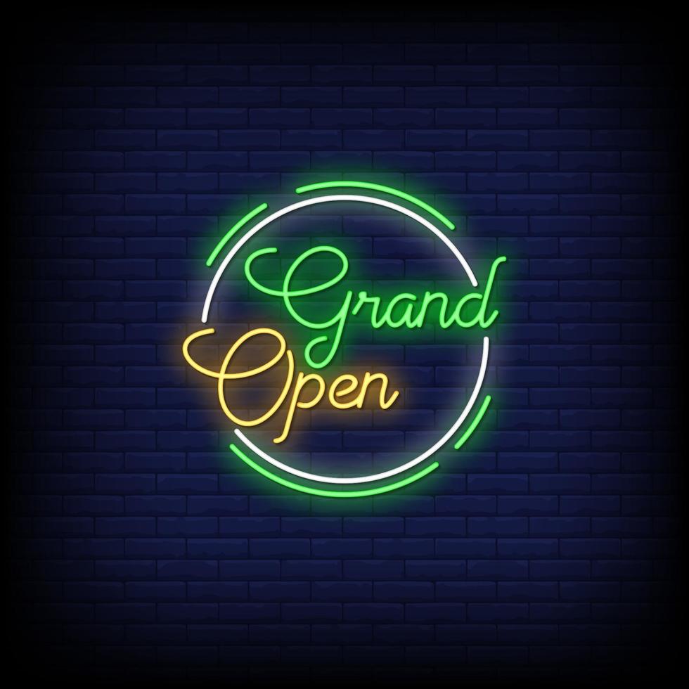 Grand Open Neon Signs Style Text Vector