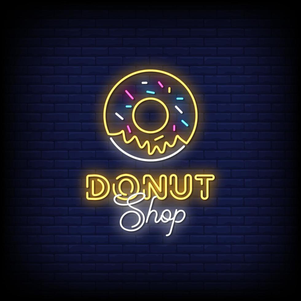 Donut Shop Neon Signs Style Text Vector
