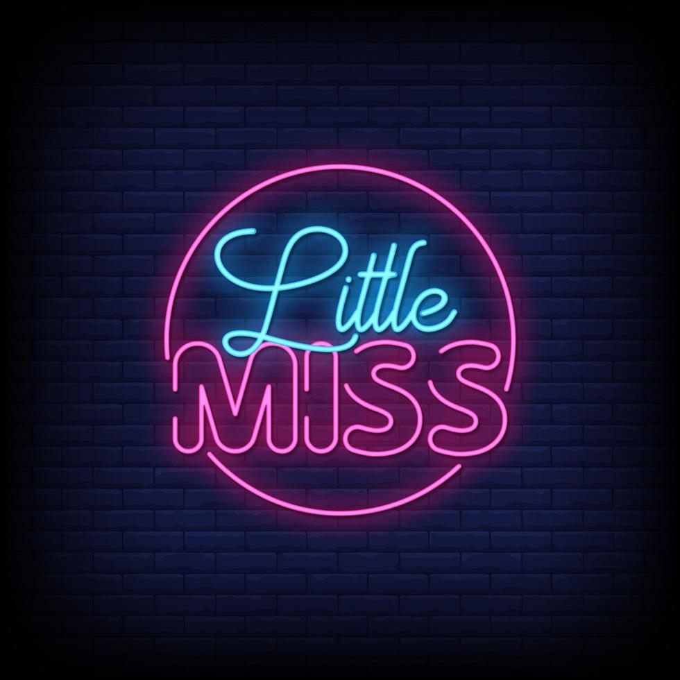 Little MIss Neon Signs Style Text Vector