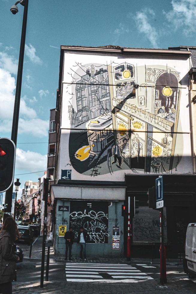 Bruselas, Bélgica 2015- arte mural callejero en la ciudad foto