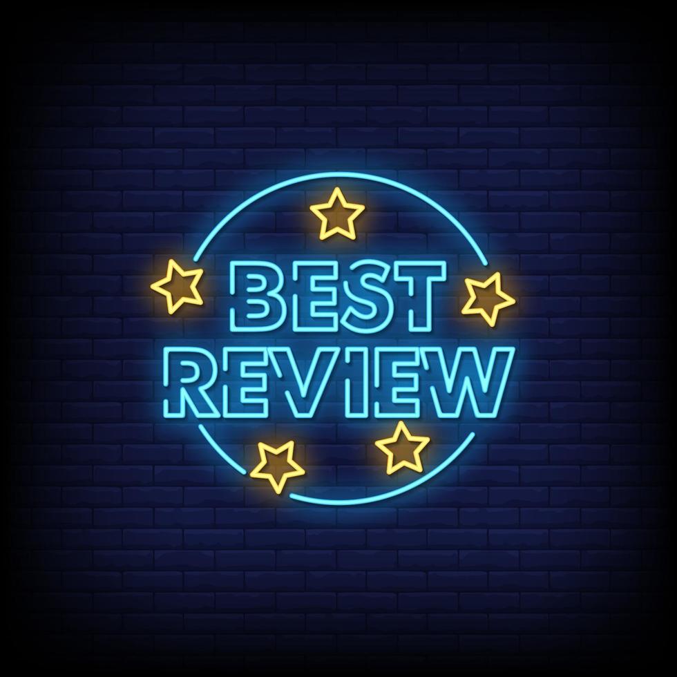 Best Review Neon Signs Style Text Vector