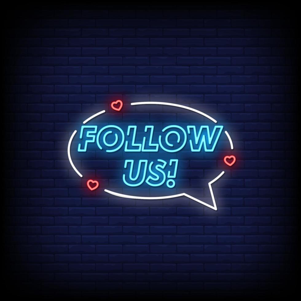 Follow Us Neon Signs Style Text Vector