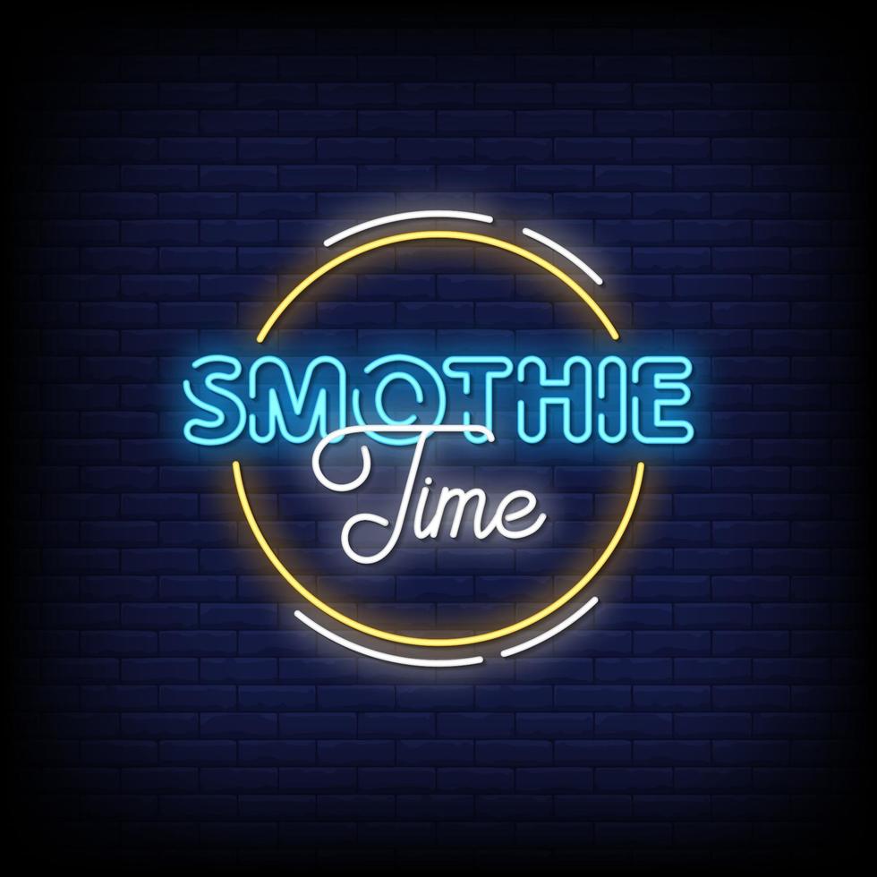 smothie time letreros de neón estilo texto vector