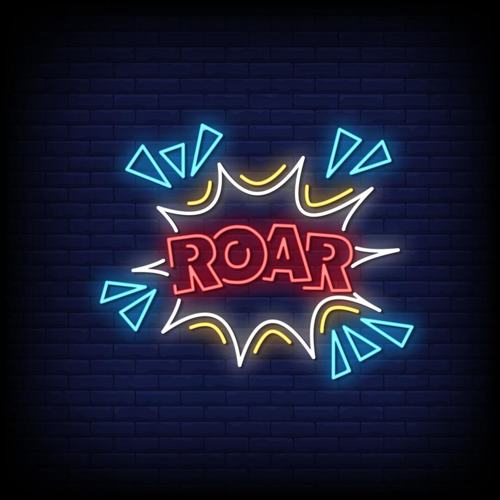 Roar Neon Signs Style Text Vector