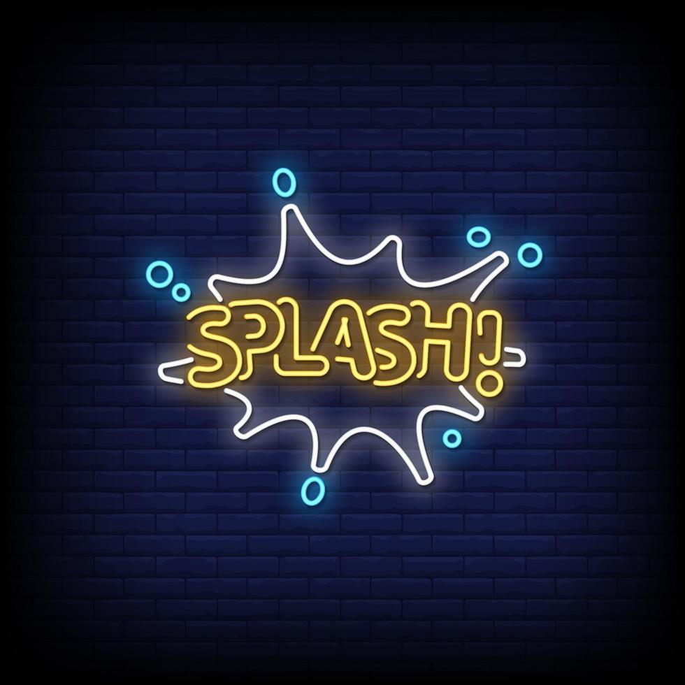 splash neon letreros estilo texto vector