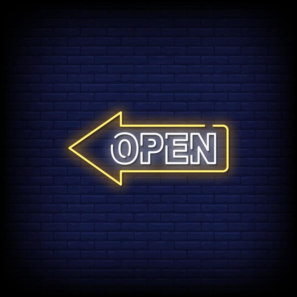 Open Neon Signs Style Text Vector