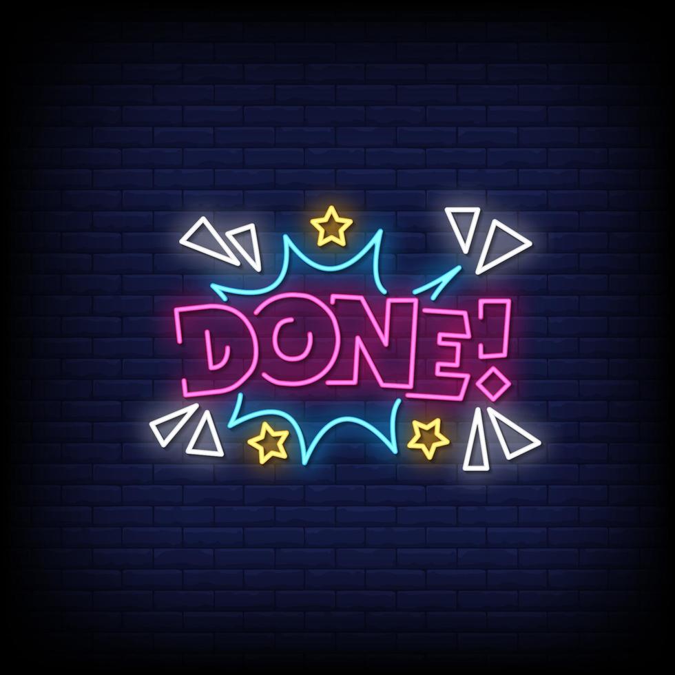 Done Neon Signs Style Text Vector