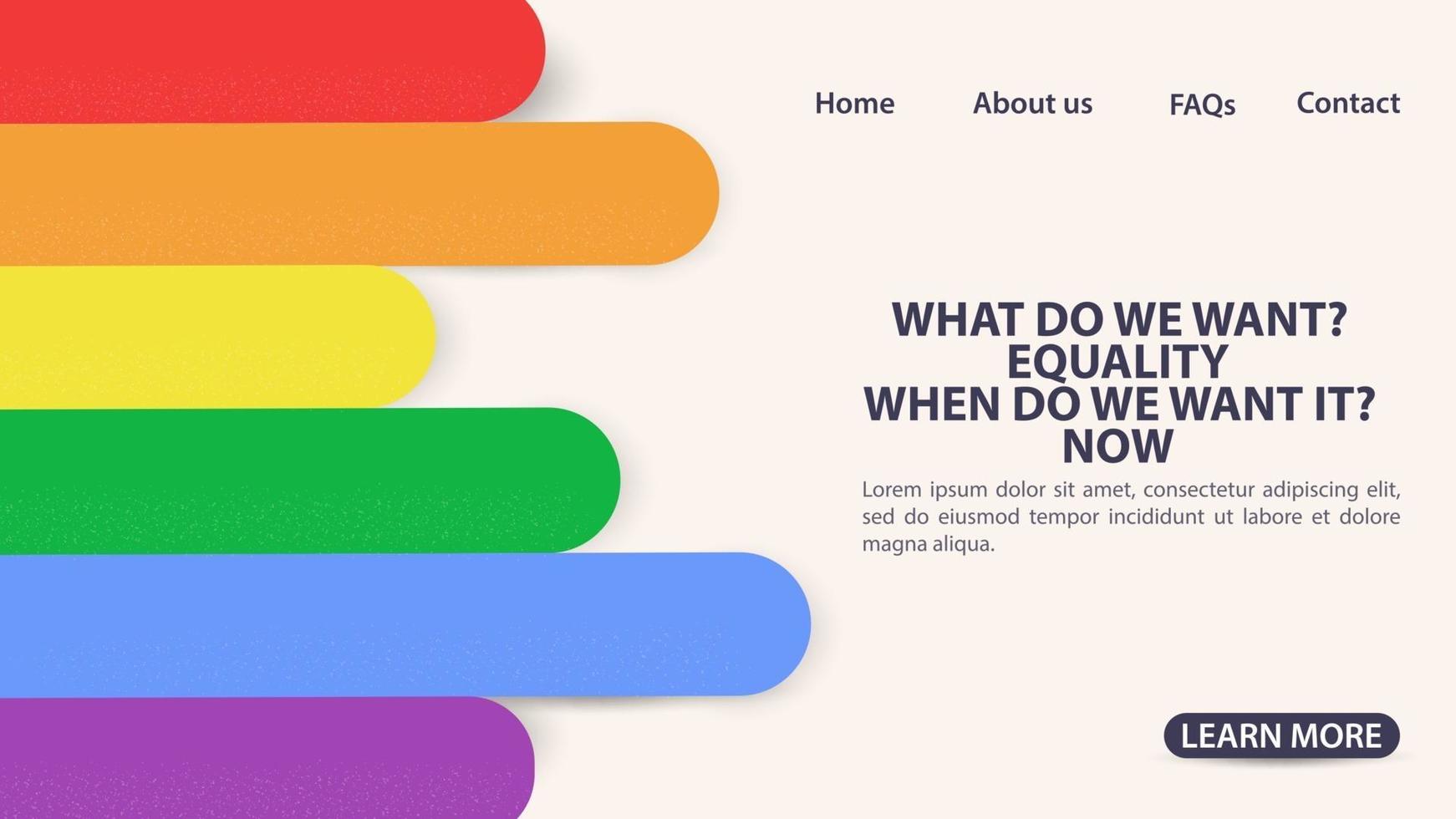 landing page of a website and mobile apps rainbow flag LGBT  symbol space for information and navigation buttons on the site vector