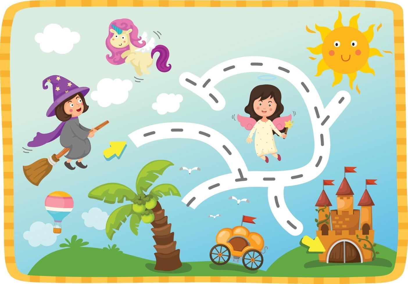 Educational maze game for children Illustration vector