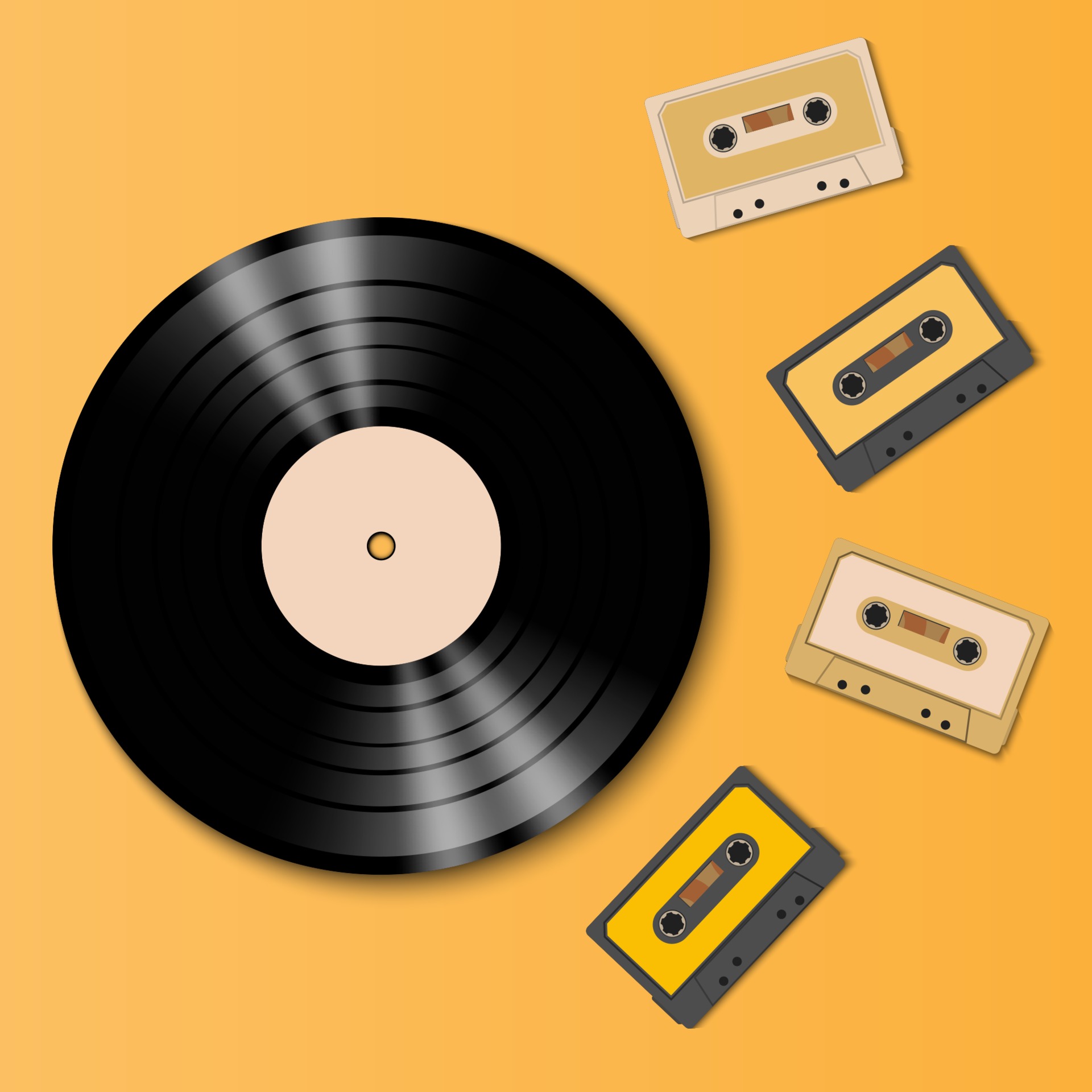 vinyl disc and tape cassette, vector illustration Vector Art Vecteezy