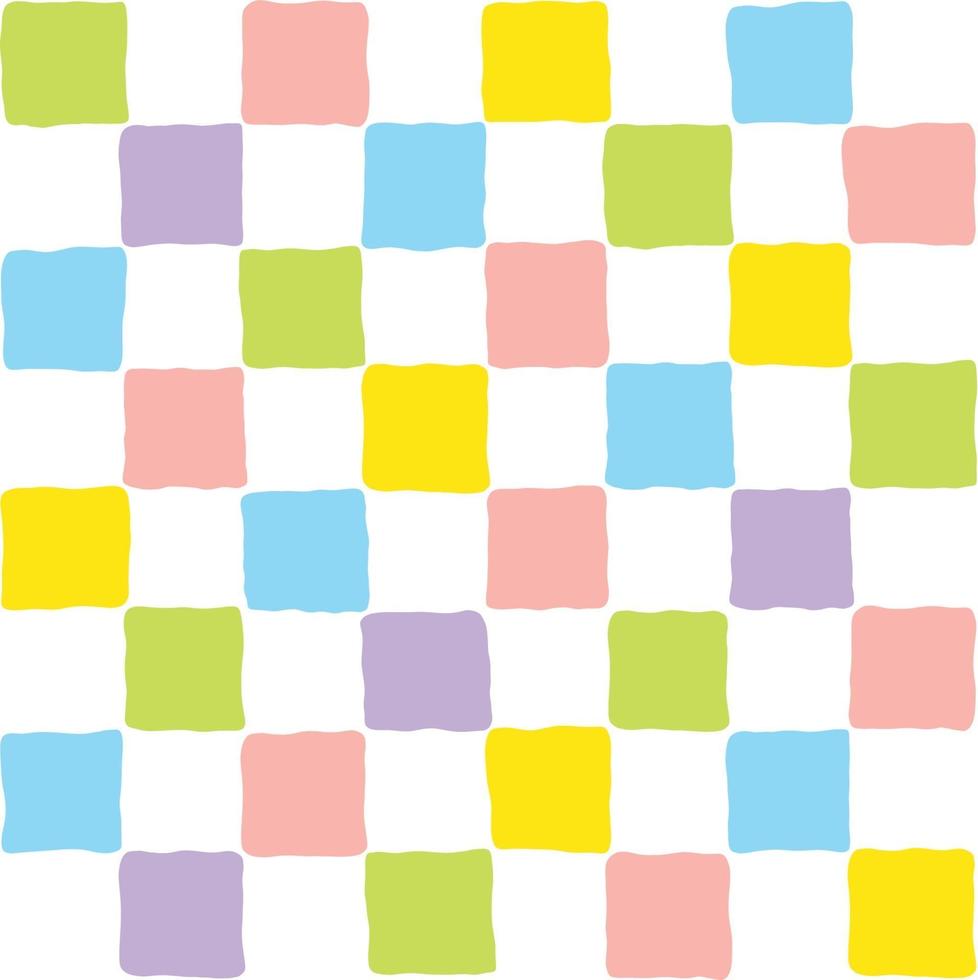 Colorful pastel squares grid background seamless pattern wrapping checkered pattern minimalistic multicolor graphic random blocks rainbow mosaic wallpaper vector