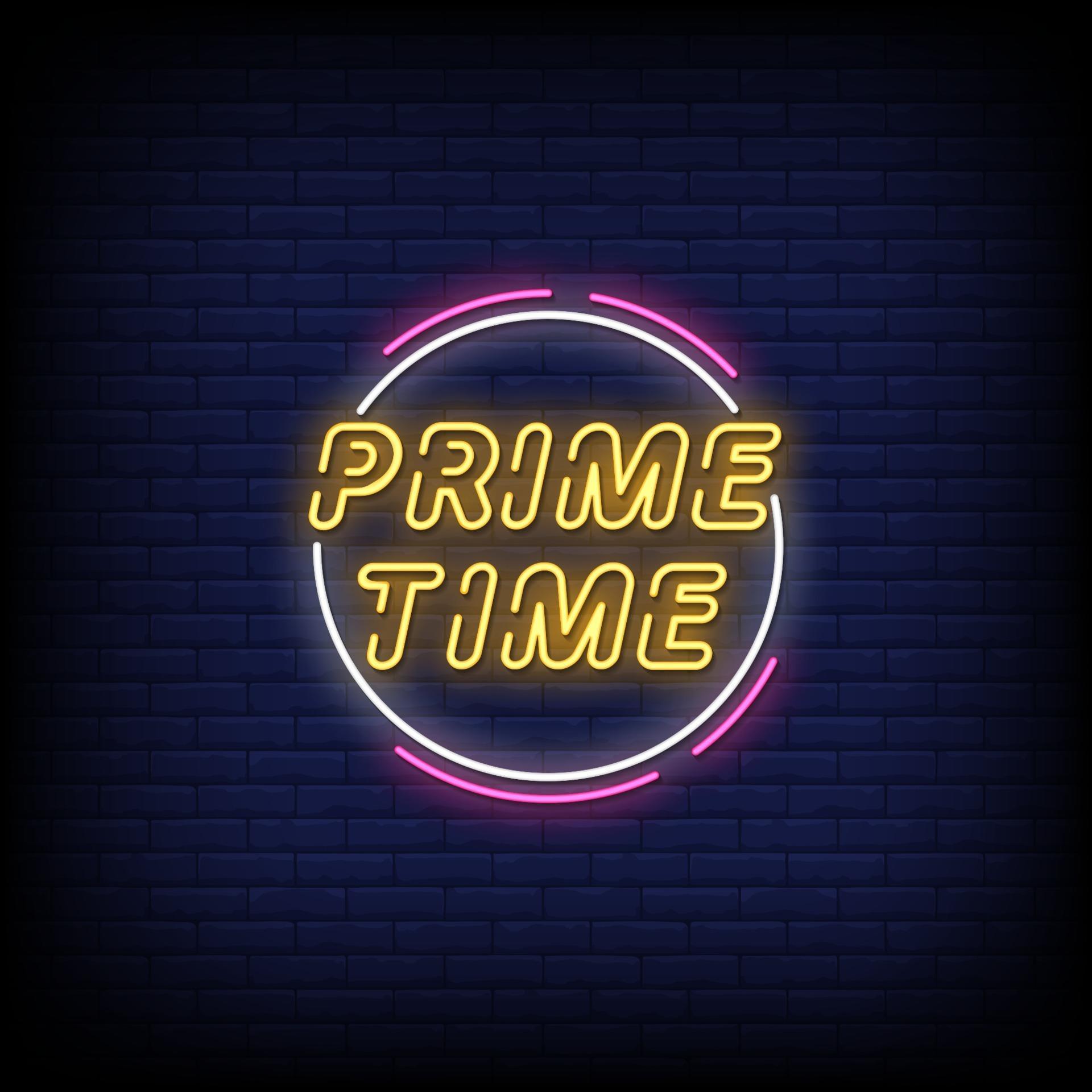 Prime Time Neon Signs Style Text Vector 2268182 Vector Art at Vecteezy