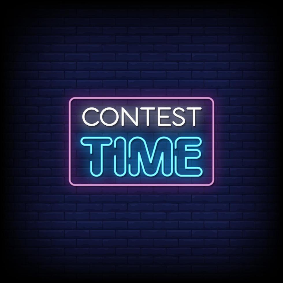 Contest Time Neon Signs Style Text Vector