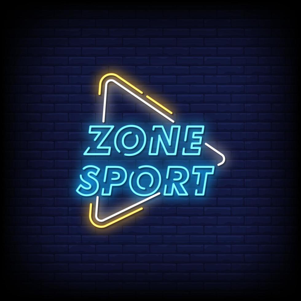 Zone Sport Neon Signs Style Text Vector