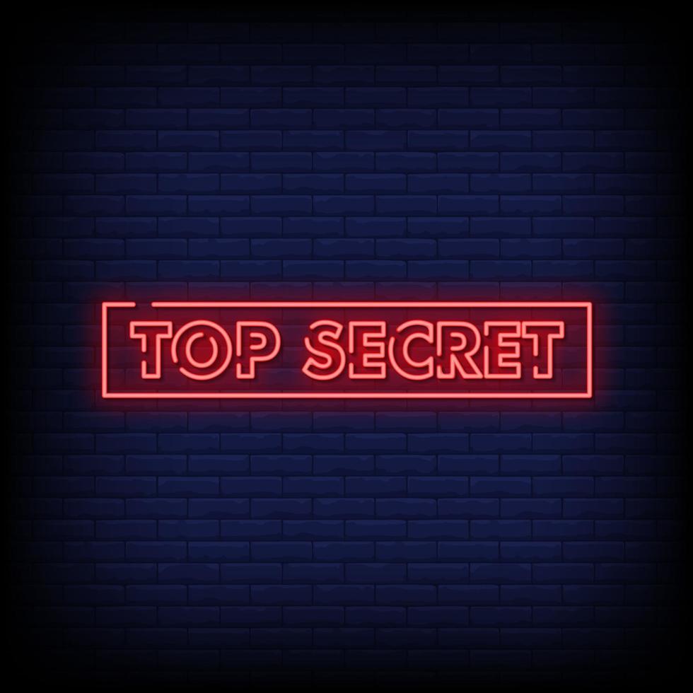 Top Secret Neon Signs Style Text Vector