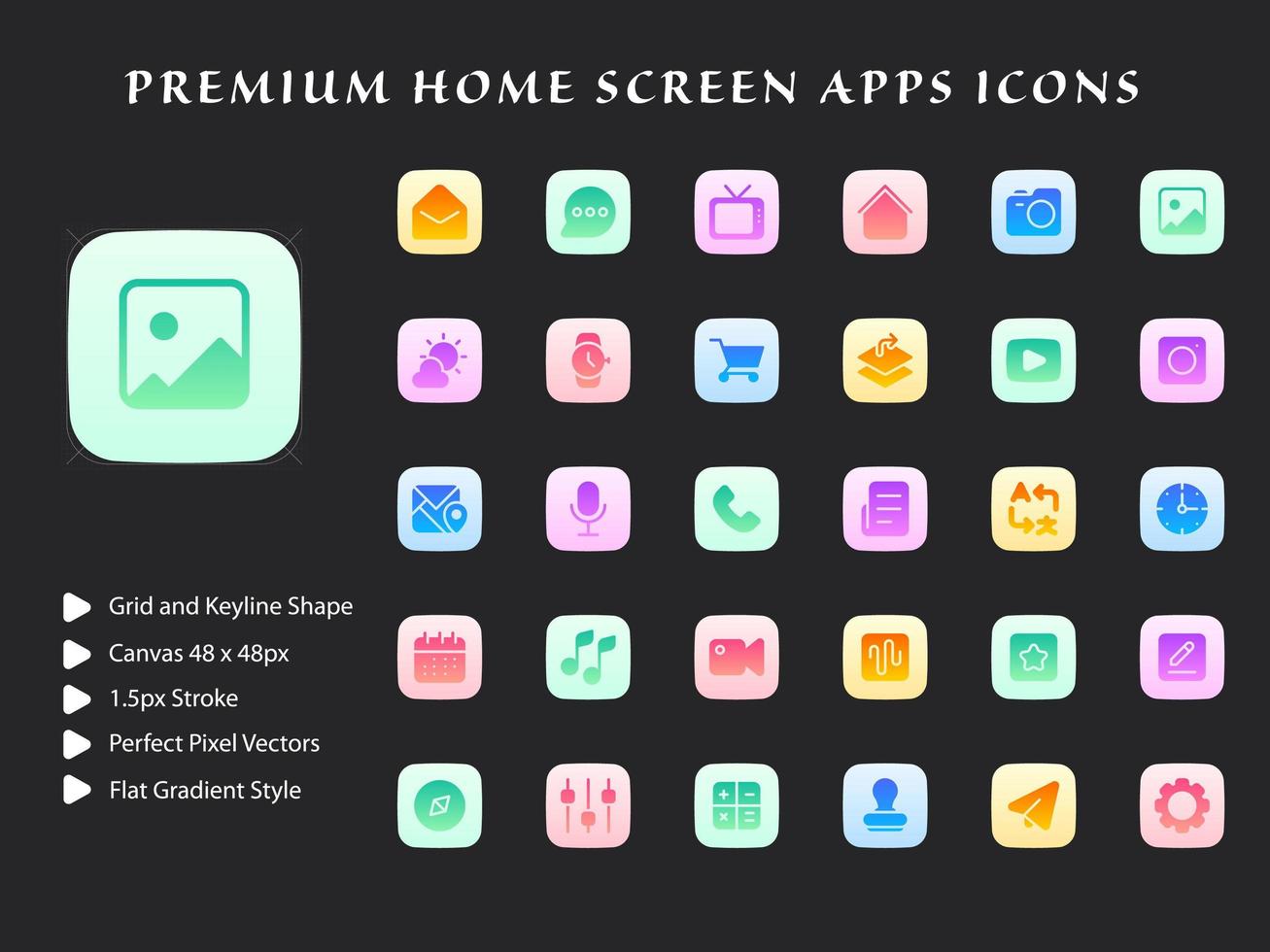 Home Screen Apps Icon Pack vector