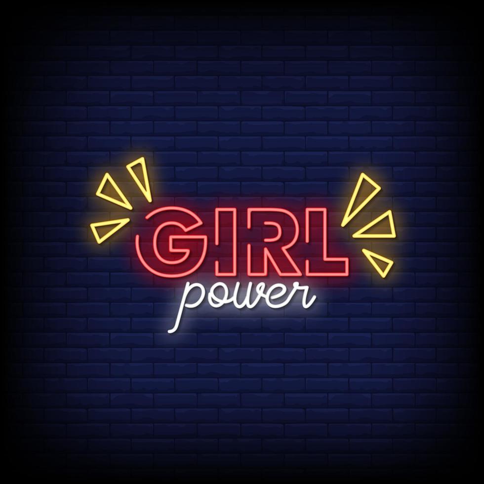 Girl Power Neon Signs Style Text Vector