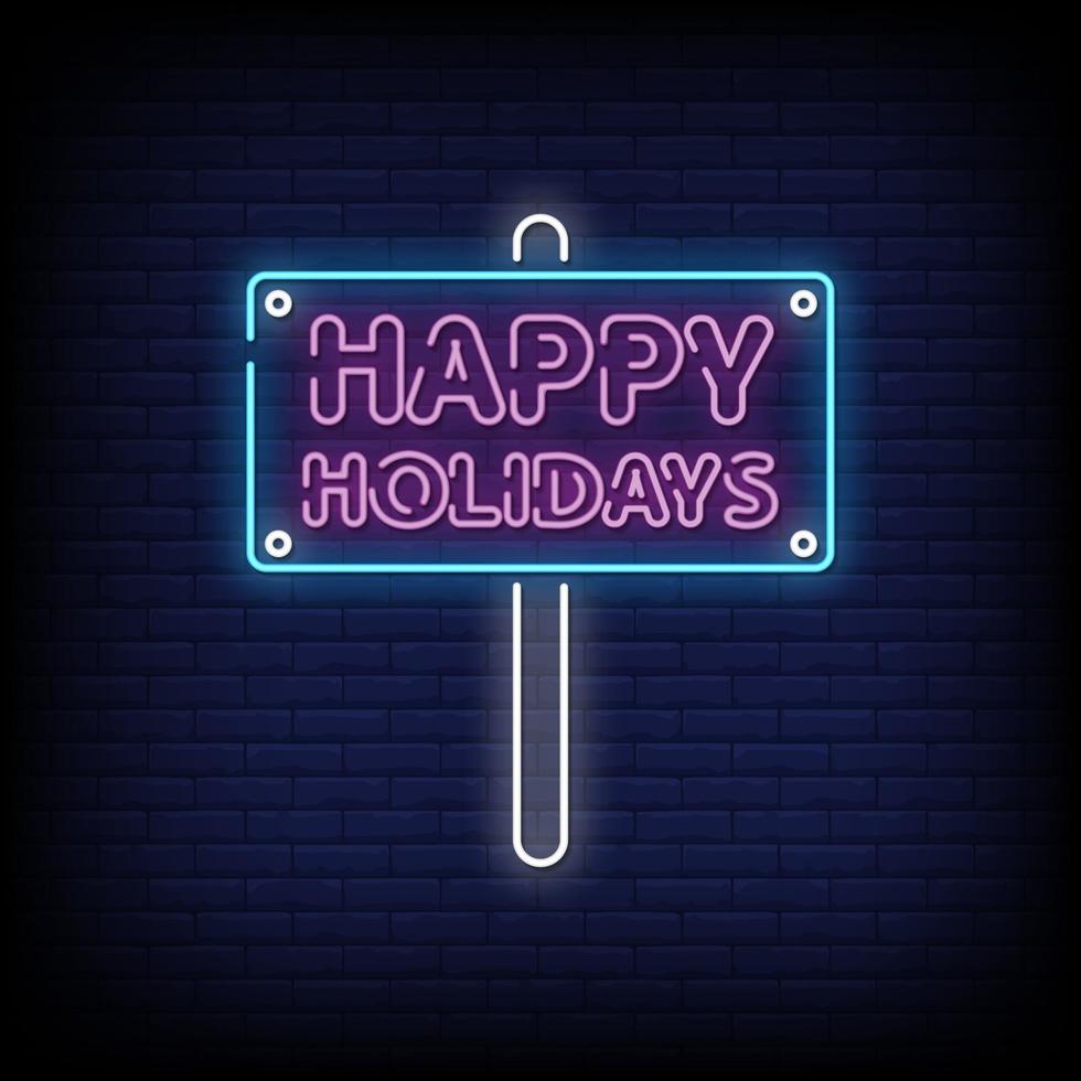 Happy Holidays Neon Signs Style Text Vector