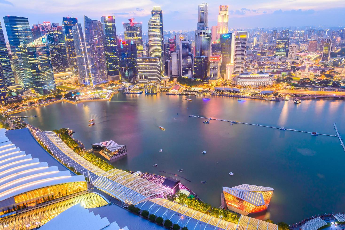 Singapore skyline at sunset photo