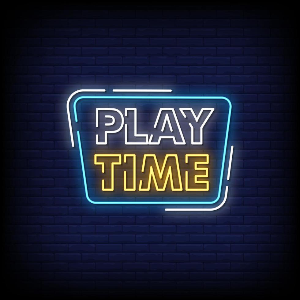 Play Time Neon Signs Style Text Vector