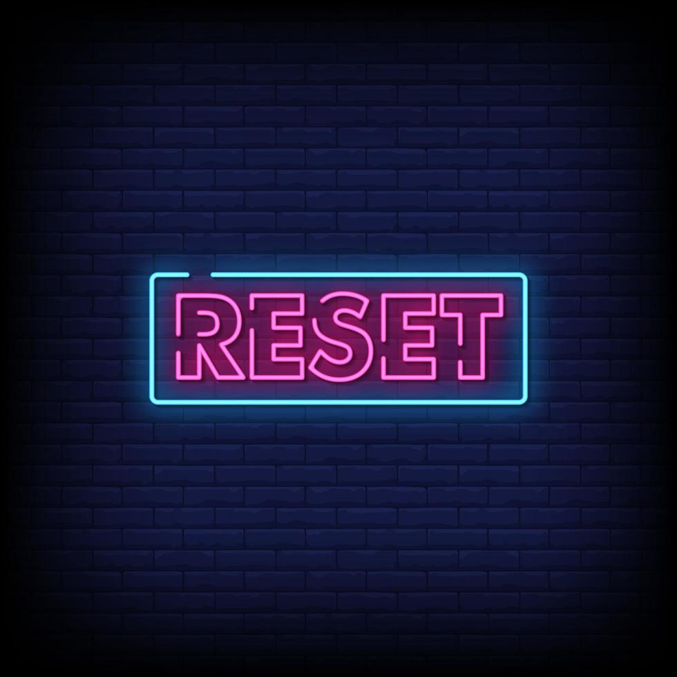 Reset Neon Signs Style Text Vector