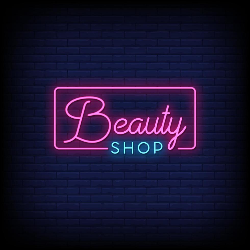 vector de texto de estilo de letreros de neón de tienda de belleza