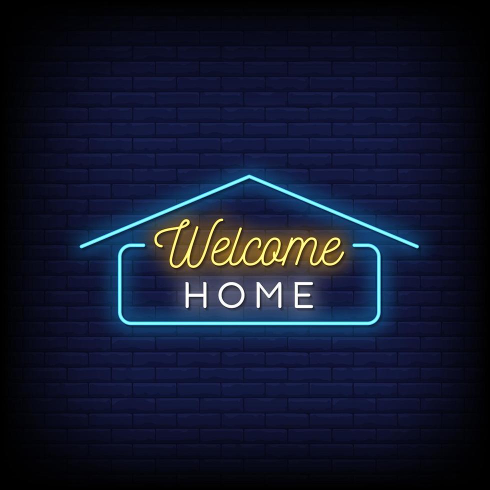 Welcome Home Neon Signs Style Text Vector