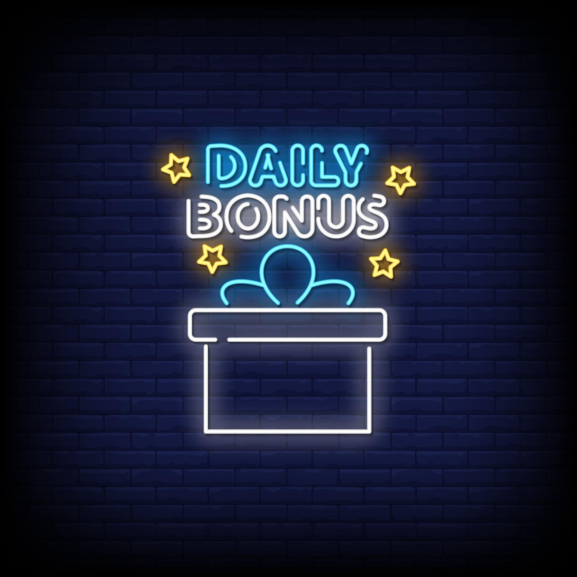 Daily Bonus Neon Signs Style Text Vector 2268405 Vector Art At Vecteezy